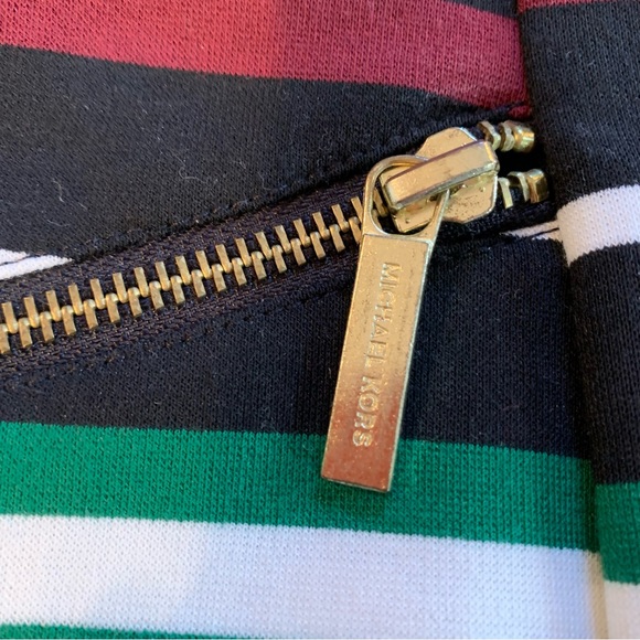 Michael Kors Green, Black, White, Burgundy Striped Skirt Size 2 Petite - Picture 3 of 8